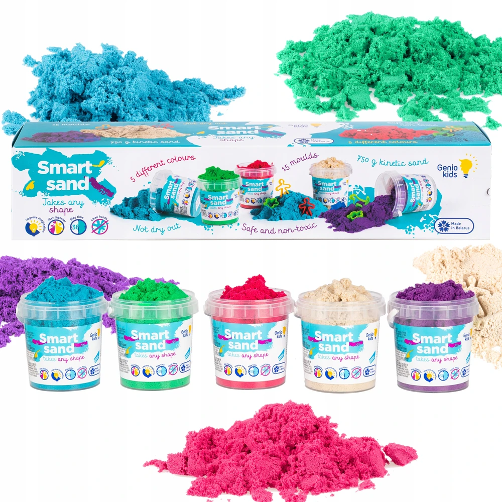 Bez Marki Kinetinio smėlio rinkinys 750 g GENIO KIDS + kinetinės smėlio formos