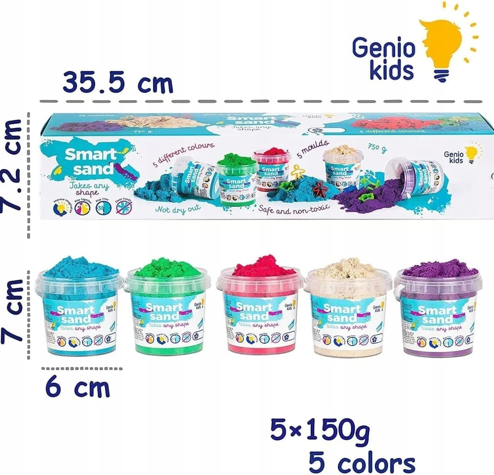Bez Marki Kinetinio smėlio rinkinys 750 g GENIO KIDS + kinetinės smėlio formos