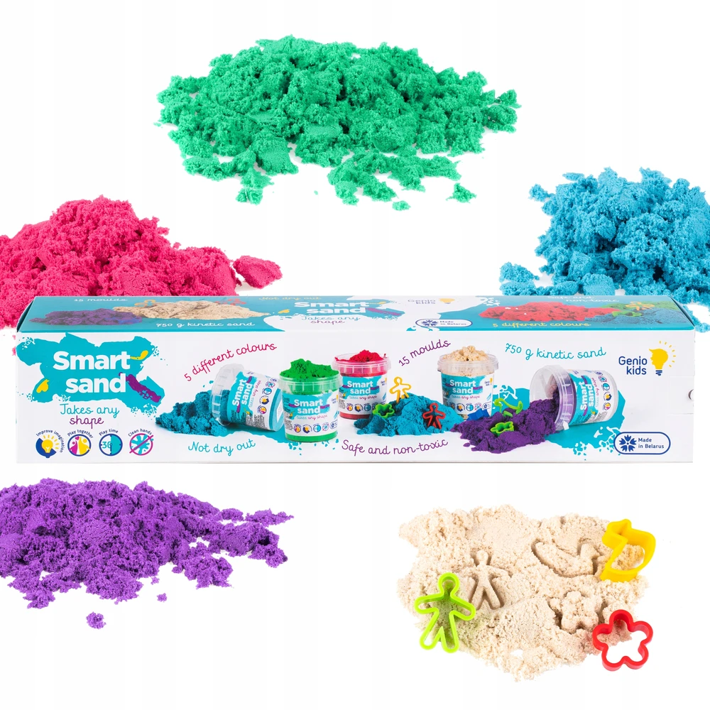 Bez Marki Kinetinio smėlio rinkinys 750 g GENIO KIDS + kinetinės smėlio formos