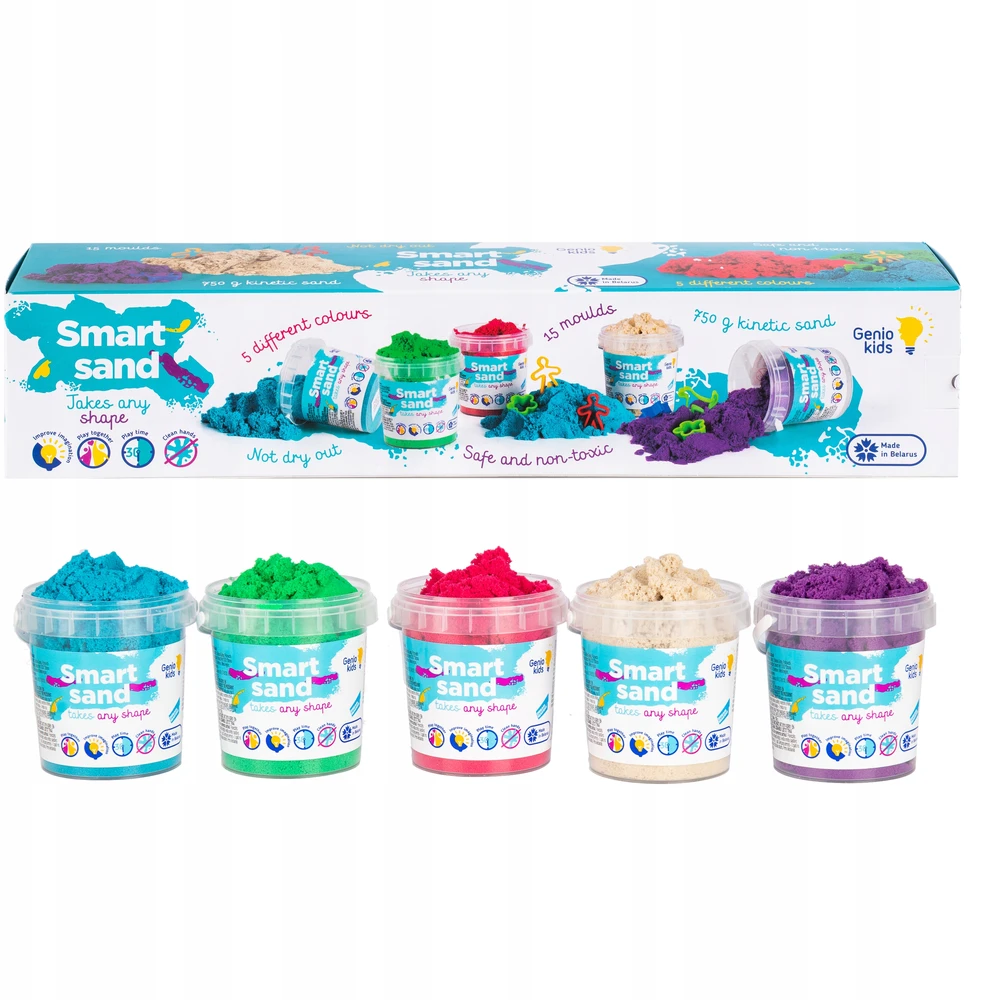 Bez Marki Kinetinio smėlio rinkinys 750 g GENIO KIDS + kinetinės smėlio formos