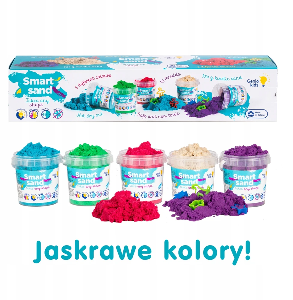 Bez Marki Kinetinio smėlio rinkinys 750 g GENIO KIDS + kinetinės smėlio formos