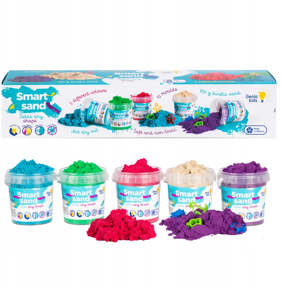 Bez Marki Kinetinio smėlio rinkinys 750 g GENIO KIDS + kinetinės smėlio formos
