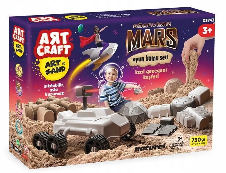 Bez Marki ArtCraft Kūrybinis kinetinio smėlio rinkinys kosminės misijos statybai vaikams nuo 3 metų, raudonas