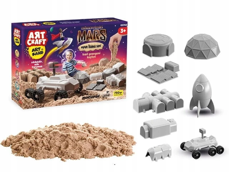Bez Marki ArtCraft Kūrybinis kinetinio smėlio rinkinys kosminės misijos statybai vaikams nuo 3 metų, raudonas