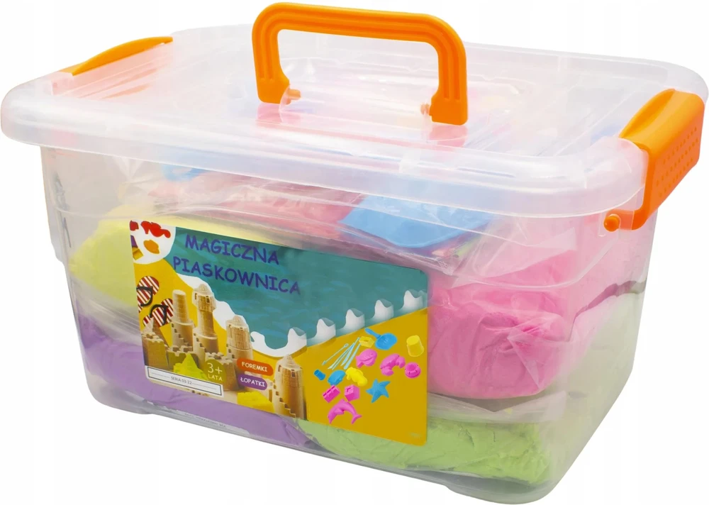Bez Marki KINETINIS SMĖLIS 3kg + SMĖLIŲ DĖŽĖS BASEINŲ PELIEČIŲ LAIDOS MENTELĖS XL RINKINYS