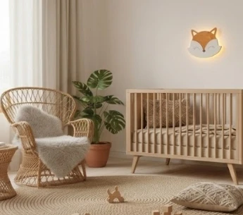 Bez Marki Kinkiet Ścienny 230V Lampka Nocna LED DREWNIANA Lisek L Do Pokoju Dziecka