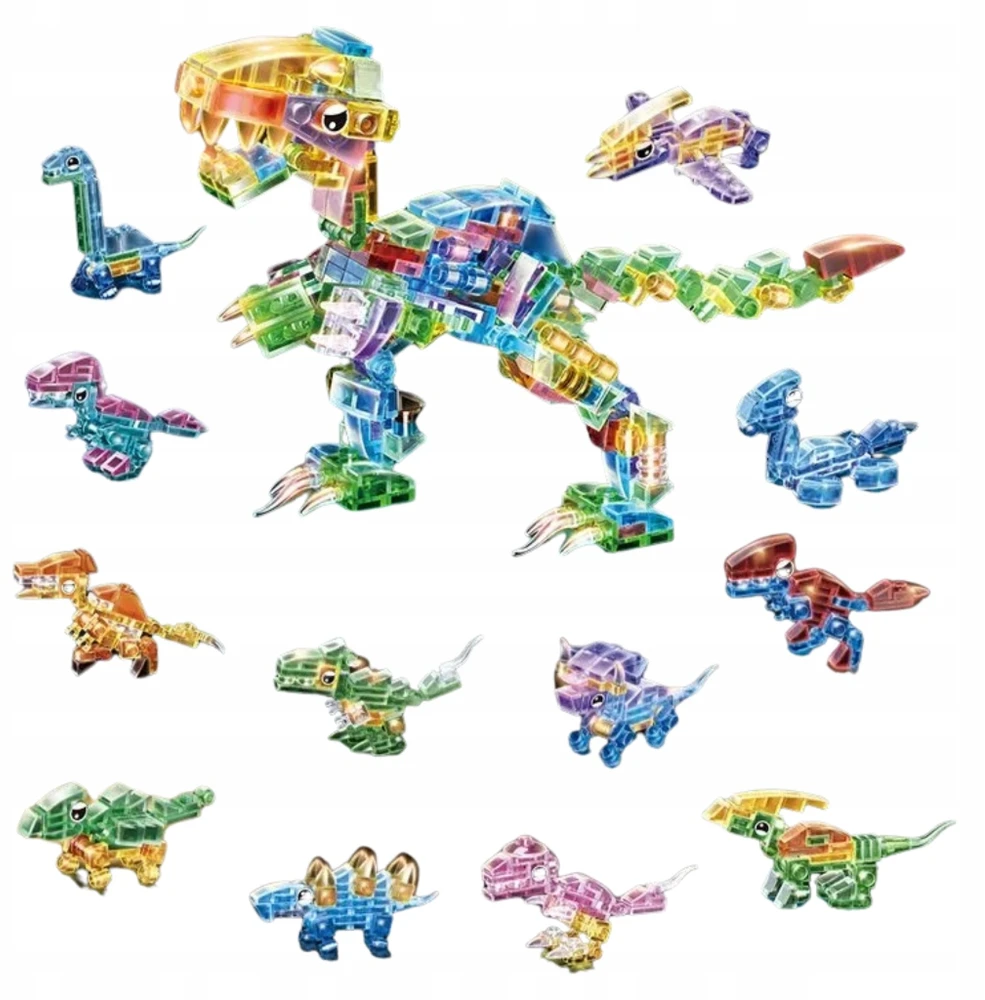 Bez Marki Klocki Dinozaury vaikams Konstrukcyjne komplektas 12 modeli crystal 3 metai