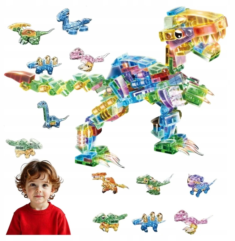 Bez Marki Klocki Dinozaury vaikams Konstrukcyjne komplektas 12 modeli crystal 3 metai