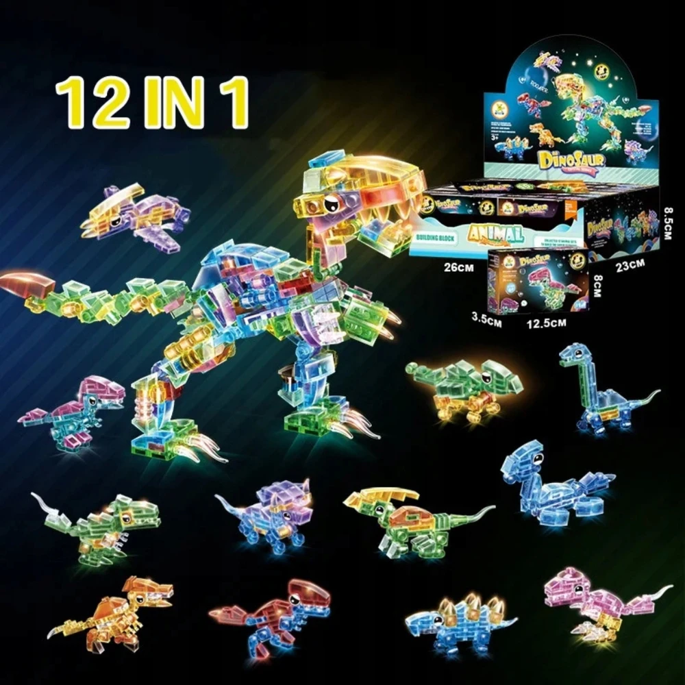 Bez Marki Klocki Dinozaury vaikams Konstrukcyjne komplektas 12 modeli crystal 3 metai