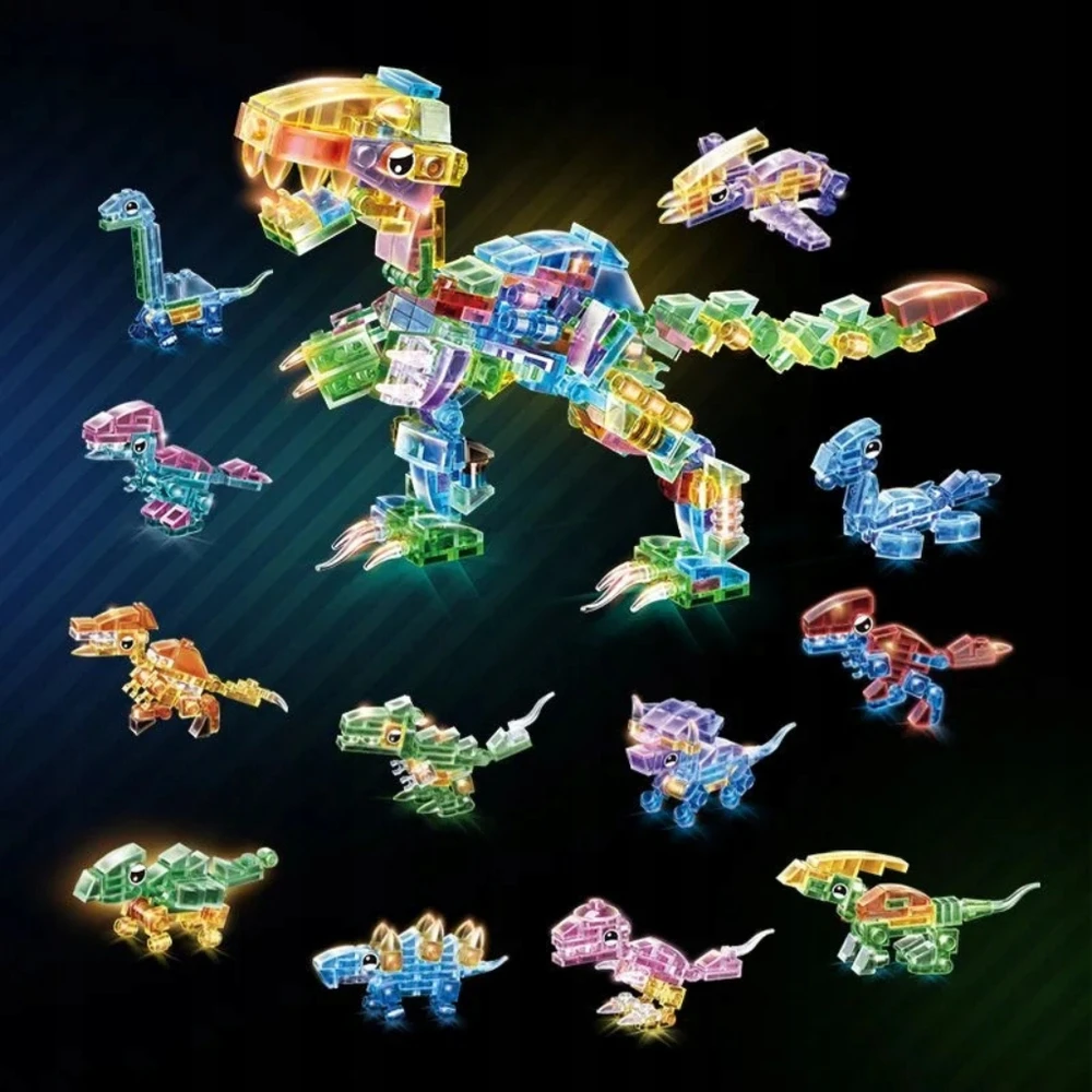 Bez Marki Klocki Dinozaury vaikams Konstrukcyjne komplektas 12 modeli crystal 3 metai