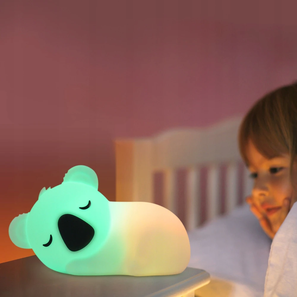 Bez Marki KOALA Naktinė lempa DLA DZIECI LED RGB SILIKONOWA akumuliatorius USB
