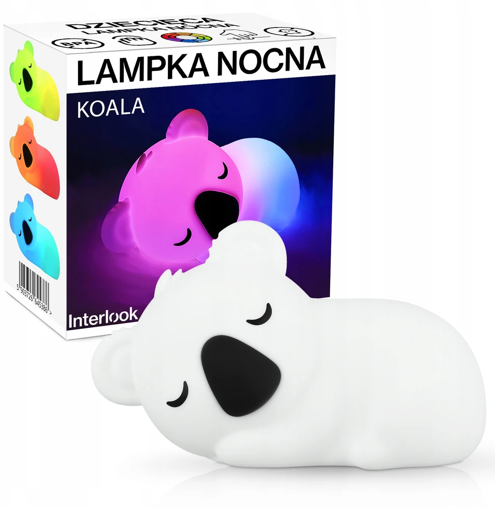 Bez Marki KOALA Naktinė lempa DLA DZIECI LED RGB SILIKONOWA akumuliatorius USB