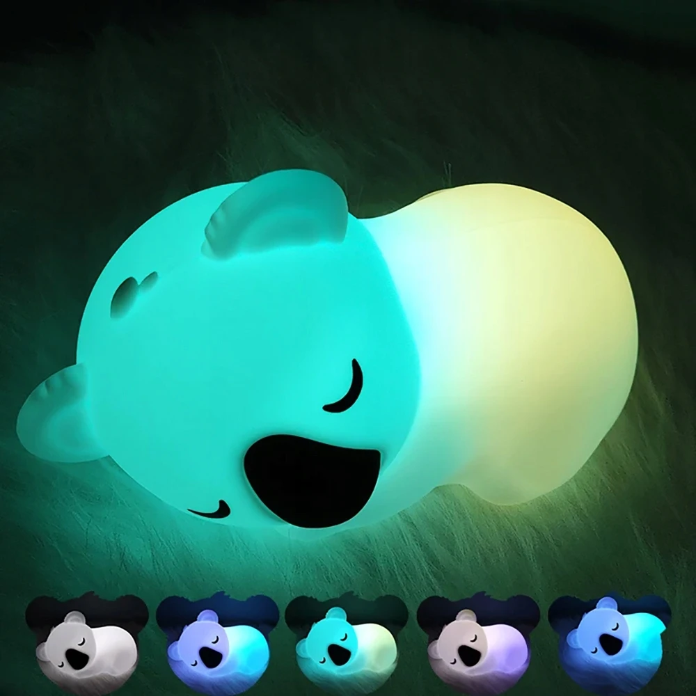 Bez Marki KOALA Naktinė lempa DLA DZIECI LED RGB SILIKONOWA akumuliatorius USB
