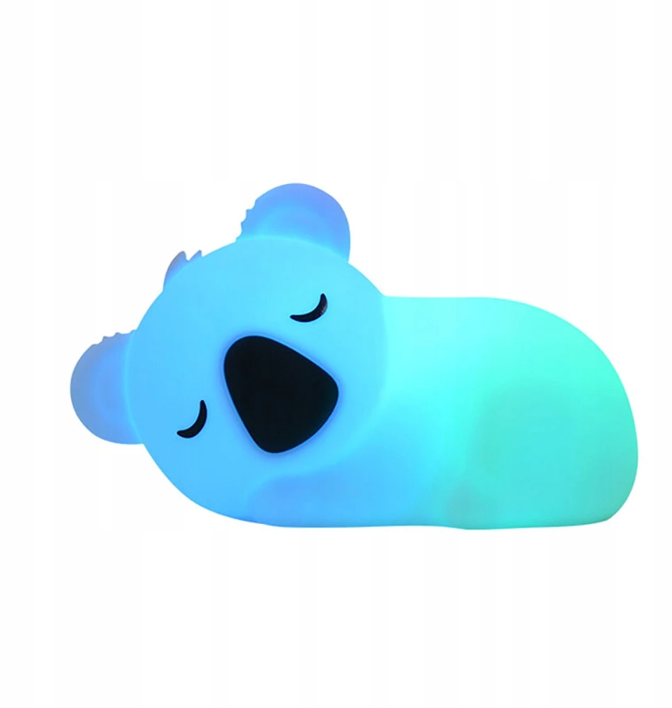 Bez Marki KOALA Naktinė lempa DLA DZIECI LED RGB SILIKONOWA akumuliatorius USB