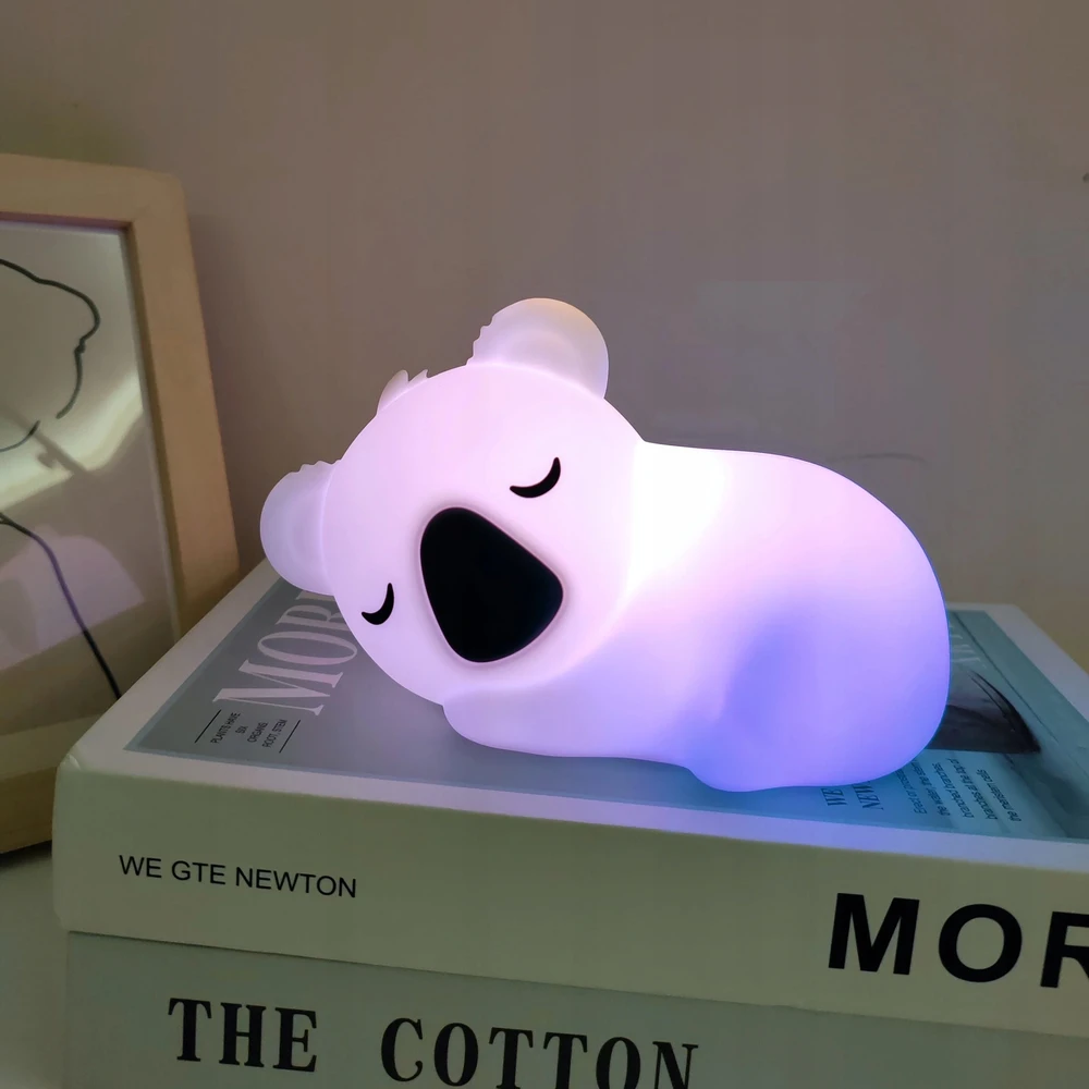 Bez Marki KOALA Naktinė lempa DLA DZIECI LED RGB SILIKONOWA akumuliatorius USB