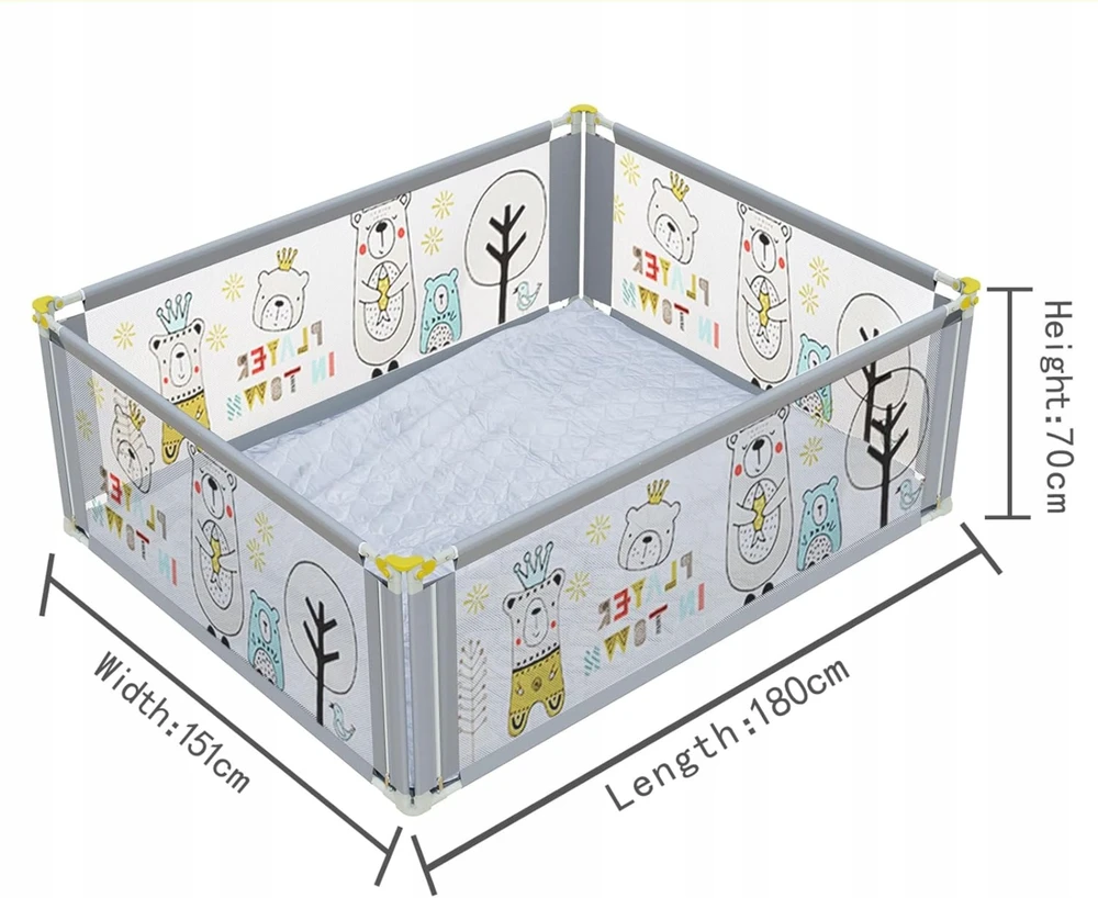 Bez Marki Kojec BabySpace MaxiPlus 180x150 su materacem siatka regulacja aukščio
