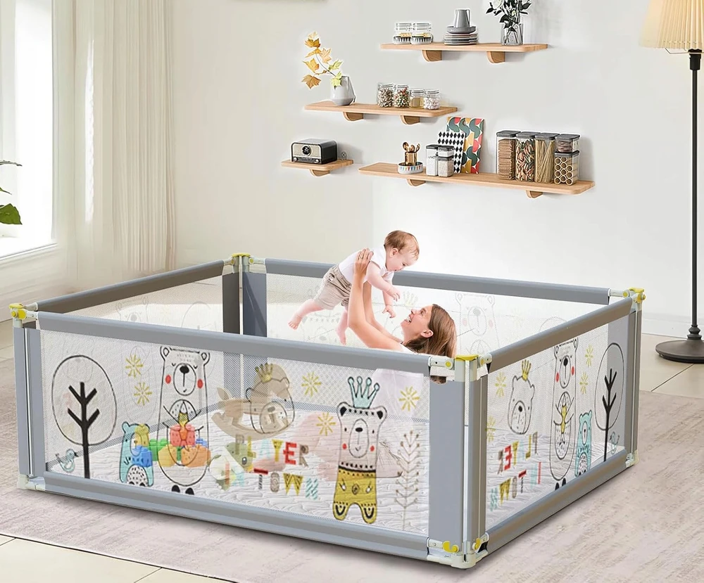 Bez Marki Kojec BabySpace MaxiPlus 180x150 su materacem siatka regulacja aukščio