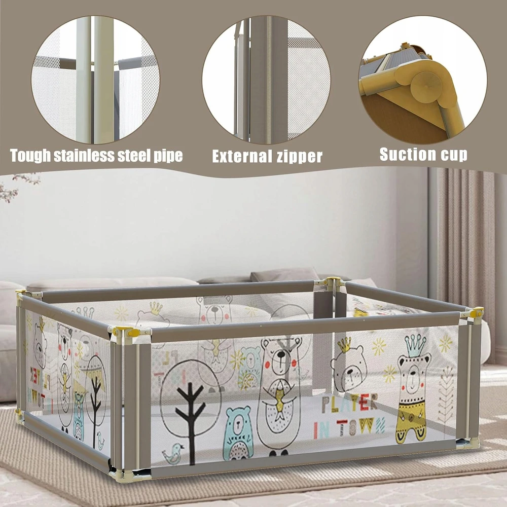 Bez Marki Kojec BabySpace MaxiPlus 180x150 su materacem siatka regulacja aukščio