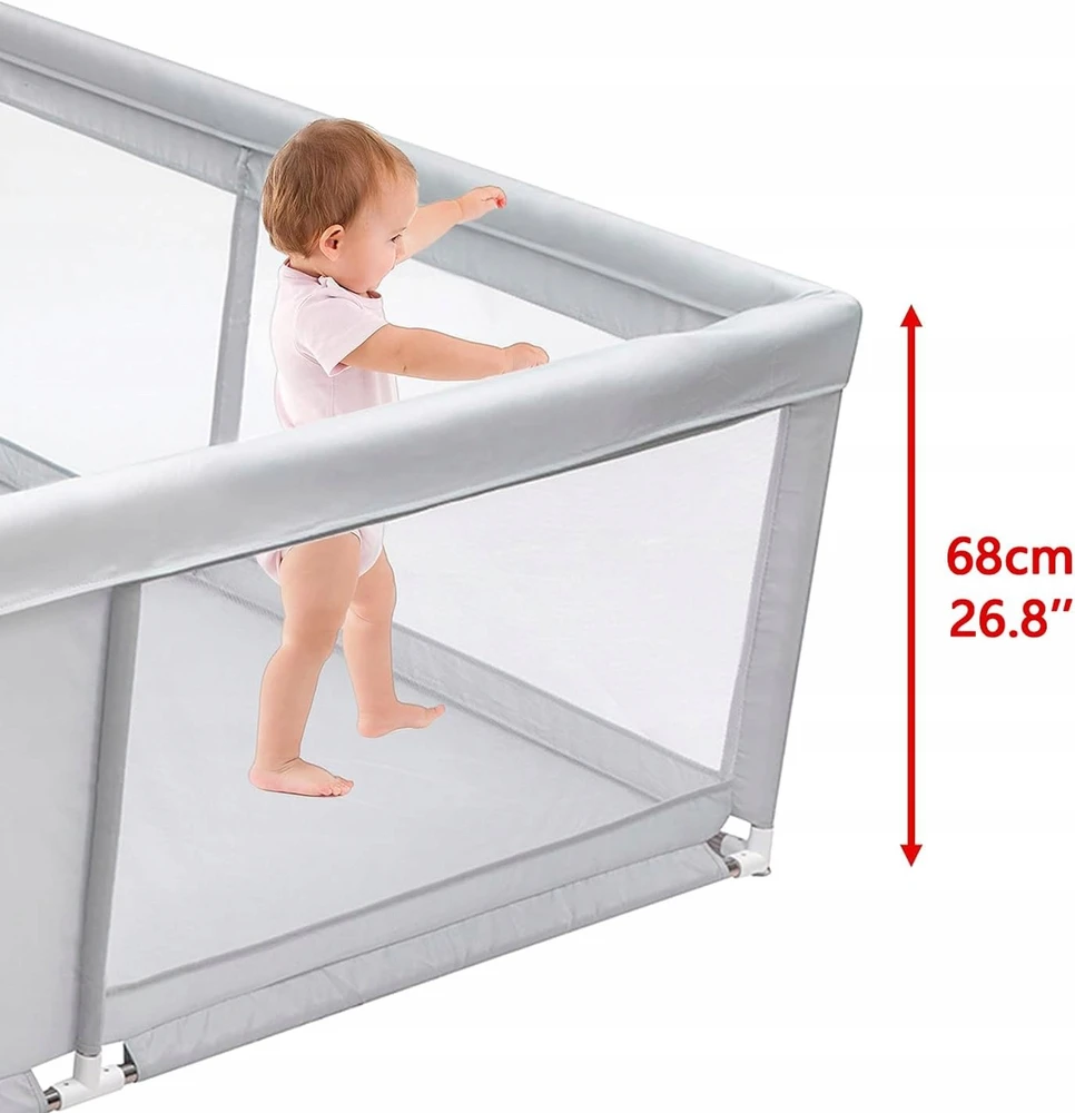 Bez Marki Kojec kūdikiams 150 cm, su przezroczystą siatką, antypoślizgowy BEJOY