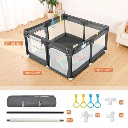 Bez Marki Kojec vaikams COMOMY 127x127x66 cm bezpieczna przestrzeń do zabawy
