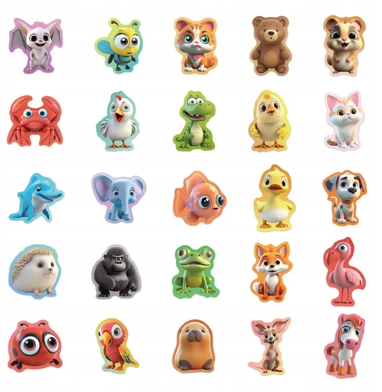 Bez Marki Kolorowe naklejki ze zwierzętami Animal Mix 50 vnt dekoracji