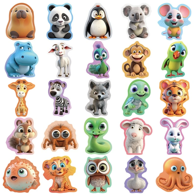 Bez Marki Kolorowe naklejki ze zwierzętami Animal Mix 50 vnt dekoracji