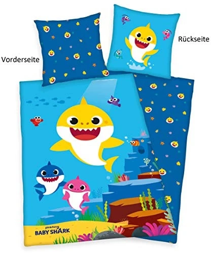 Bez Marki KOMPLET POŚCIELI BABY SHARK BAWEŁNA DLA DZIECI 80X80 135X200 bawełniany