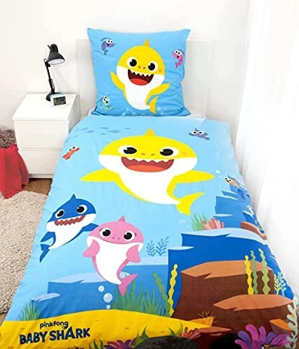 Bez Marki KOMPLET POŚCIELI BABY SHARK BAWEŁNA DLA DZIECI 80X80 135X200 bawełniany