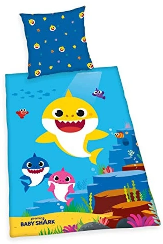 Bez Marki KOMPLET POŚCIELI BABY SHARK BAWEŁNA DLA DZIECI 80X80 135X200 bawełniany