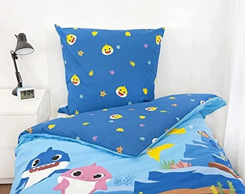 Bez Marki KOMPLET POŚCIELI BABY SHARK BAWEŁNA DLA DZIECI 80X80 135X200 bawełniany