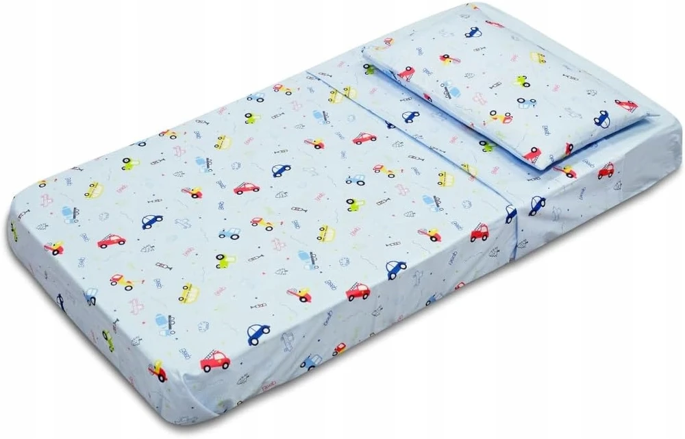 Bez Marki Komplet pościeli Montessori 70 x 140 cm 3 el. 100% medvilnė OEKO TEX pojazdy