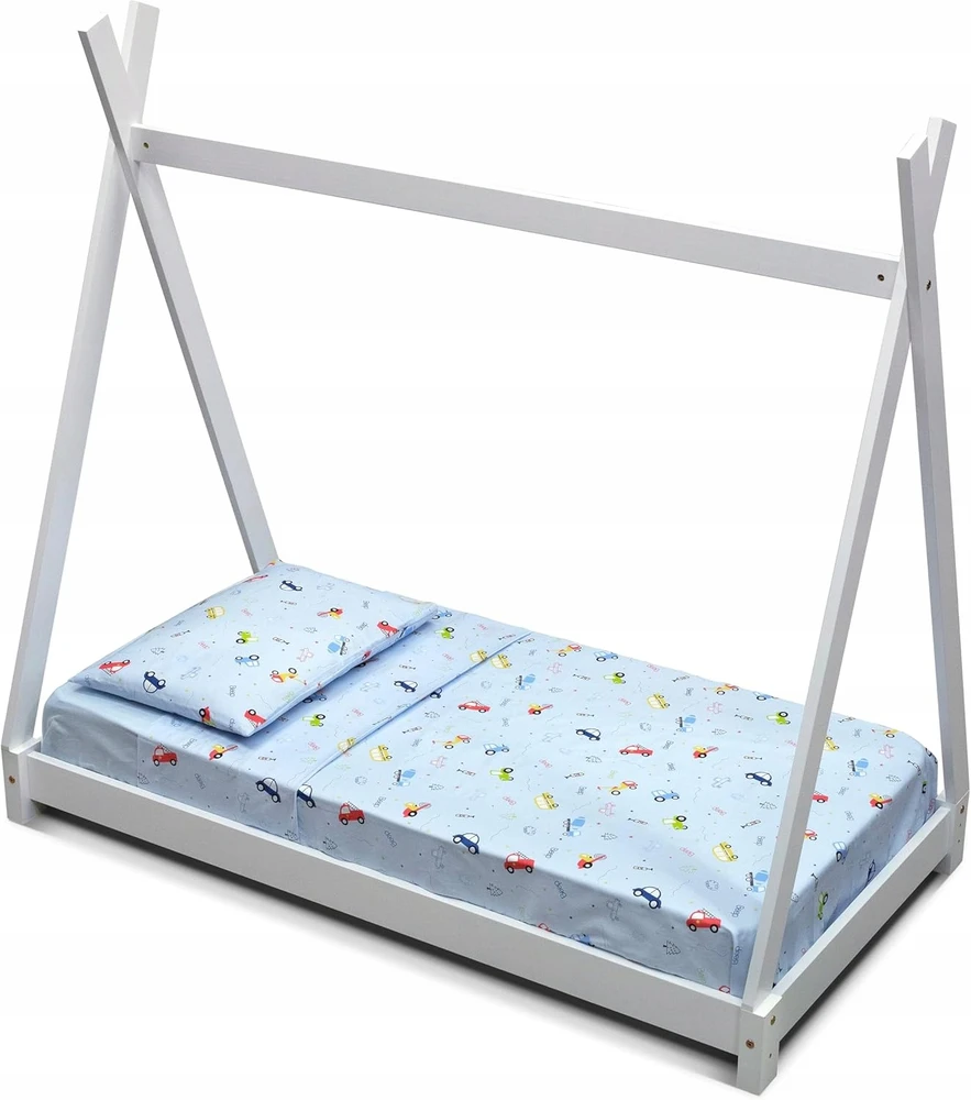 Bez Marki Komplet pościeli Montessori 70 x 140 cm 3 el. 100% medvilnė OEKO TEX pojazdy
