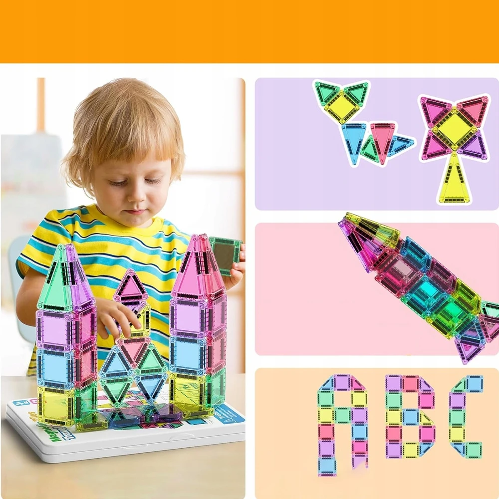 Bez Marki KONSTRUKCINIAI BLOKAI 3D MAGNETINĖS PLOKŠTELĖS VAIKAMS, UGDYMO 40 vnt.