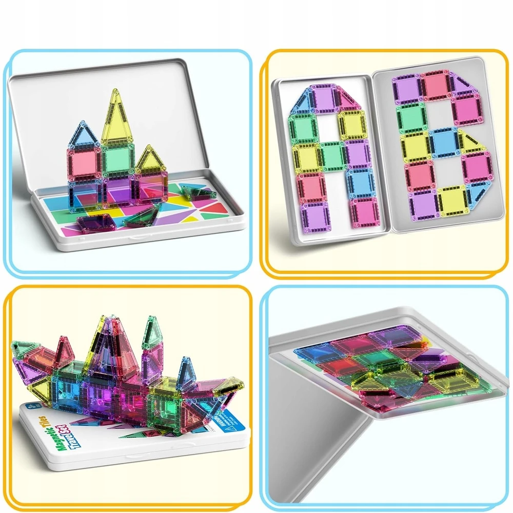 Bez Marki KONSTRUKCINIAI BLOKAI 3D MAGNETINĖS PLOKŠTELĖS VAIKAMS, UGDYMO 40 vnt.