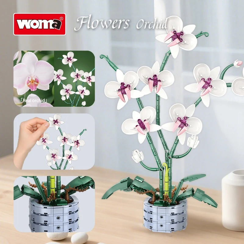 Bez Marki Konstrukciniai orchidėjos žiedų 3d kaladėlės, 536 elementai