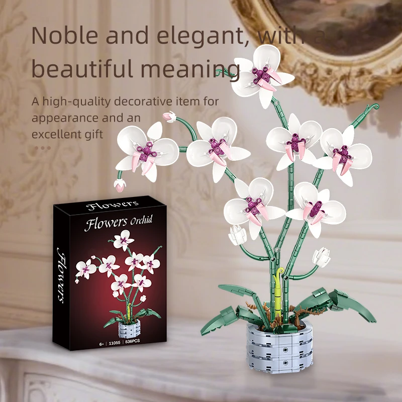 Bez Marki Konstrukciniai orchidėjos žiedų 3d kaladėlės, 536 elementai