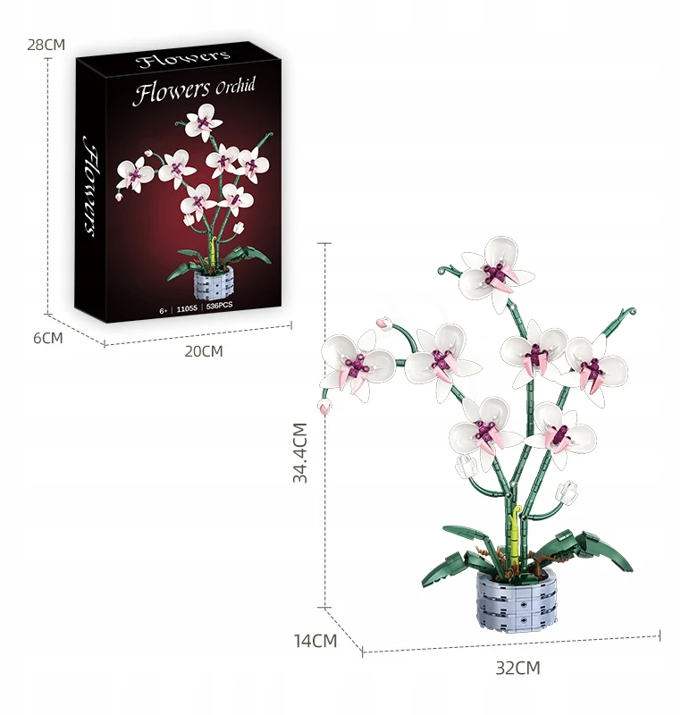 Bez Marki Konstrukciniai orchidėjos žiedų 3d kaladėlės, 536 elementai