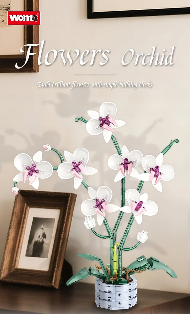 Bez Marki Konstrukciniai orchidėjos žiedų 3d kaladėlės, 536 elementai