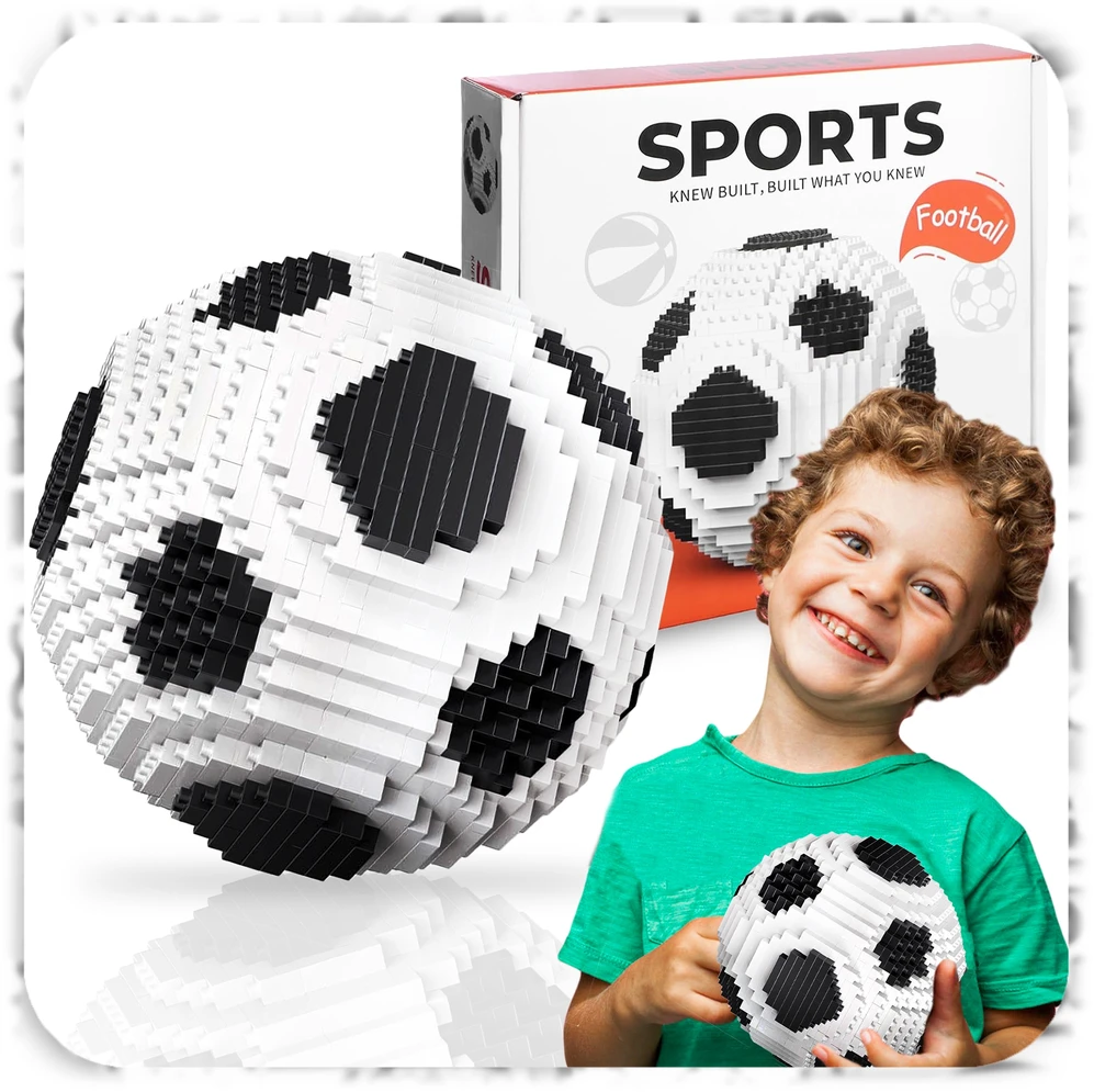Bez Marki KONSTRUKCINIŲ KALULŲ FUTBOLIS JUODAI Baltas 3D DOVANA VAIKŲ RINKINYS