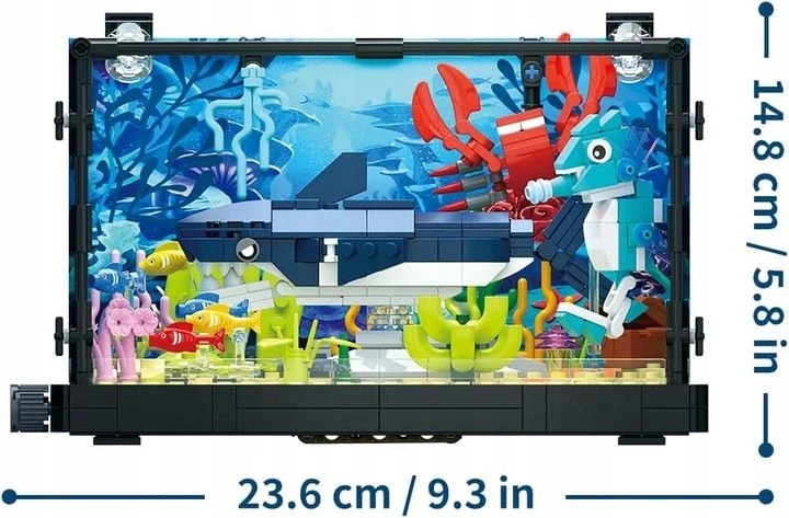 Bez Marki KONSTRUKCINIŲ KLALŲ AKVARIUMO SU ŽUVYTU RINKINYS 648 ELEMENTAI. DOVANŲ PREKĖS