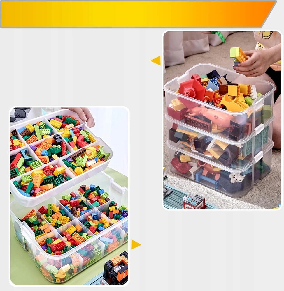 Bez Marki KOSZ POJEMNIK ORGANIZER Z PRZEGRODAMI NA Kaladėlės KONSTRUKCYJNE 3 WARSTWY DIY