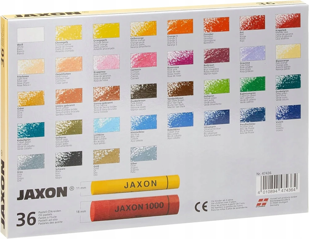 Bez Marki Kreda pastelowa olejna Honsell Jaxon 47436 komplektas 36 vnt światłoodporny