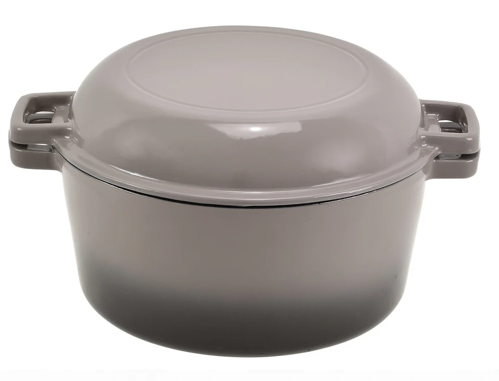 Bez Marki KRISBERG Puodas 2in1 ketaus emaliuotas 26cm 4,8L+1,2L Pilkas KRISBERG KS-7724
