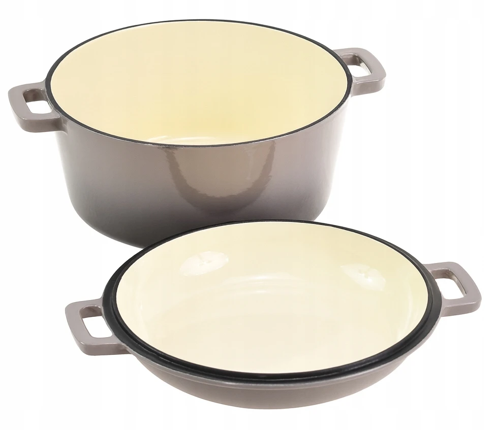 Bez Marki KRISBERG Puodas 2in1 ketaus emaliuotas 26cm 4,8L+1,2L Pilkas KRISBERG KS-7724