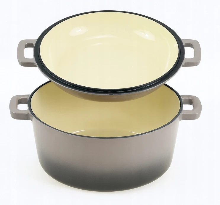 Bez Marki KRISBERG Puodas 2in1 ketaus emaliuotas 26cm 4,8L+1,2L Pilkas KRISBERG KS-7724