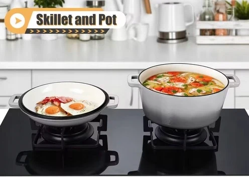 Bez Marki KRISBERG Puodas 2in1 ketaus emaliuotas 26cm 4,8L+1,2L Pilkas KRISBERG KS-7724