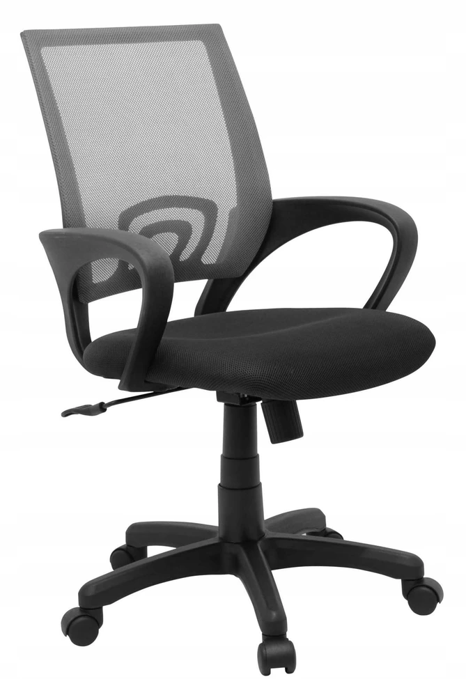 Bez Marki Krzesło Biurowe JONAS Szare Fotel Ergonomiczny Siatka Obrotowe do Biura