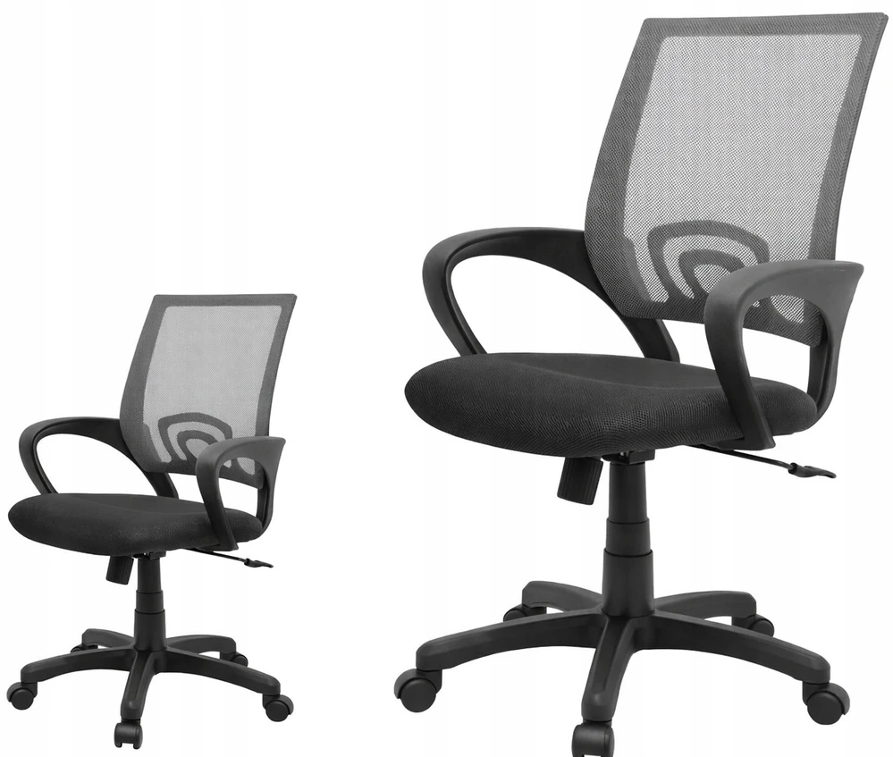 Bez Marki Krzesło Biurowe JONAS Szare Fotel Ergonomiczny Siatka Obrotowe do Biura
