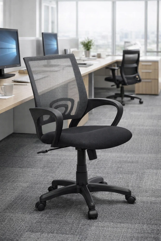 Bez Marki Krzesło Biurowe JONAS Szare Fotel Ergonomiczny Siatka Obrotowe do Biura