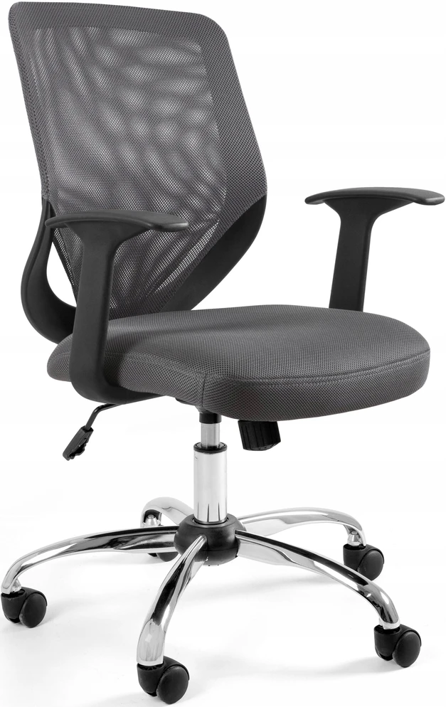 Bez Marki Krzesło Biurowe TOMMY Ergonomiczne Szare Obrotowe Siatka Regulacja 130 kg